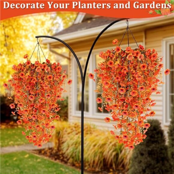 4 Pcs Artificial Hanging Fall Flowers Fall Decorations, Fake Mums for Outdoor - Picture 6 of 7